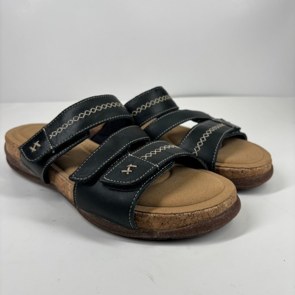 Clarks Roseville Bay Women's US 9M Black Leather Comfort Strappy Slide Sandals - Picture 13 of 16